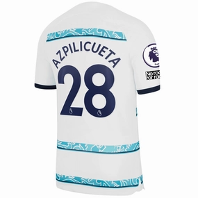 Nike Chelsea Azilicueta Away Jersey w/ EPL   Club World Cup Patches 22/23 (White/College Navy)