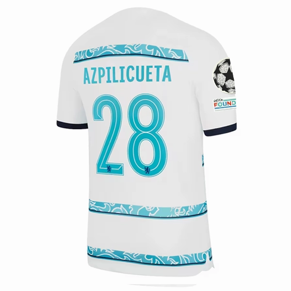 Nike Chelsea Azpilicueta Away Jersey w/ Champions League   Club World Cup Patches 22/23 (White/College Navy)