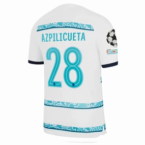 Nike Chelsea Azpilicueta Away Jersey w/ Champions League   Club World Cup Patches 22/23 (White/College Navy)