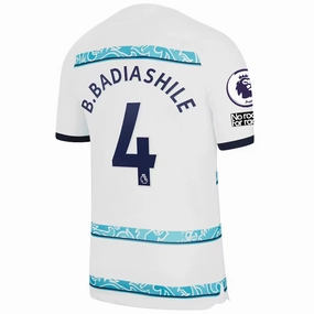 Nike Chelsea Badiashile Away Jersey w/ EPL   Club World Cup Patches 22/23 (White/College Navy)