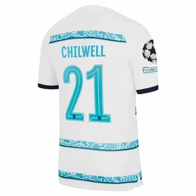 Nike Chelsea Ben Chilwell Away Jersey w/ Champions League   Club World Cup Patches 22/23 (White/College Navy)