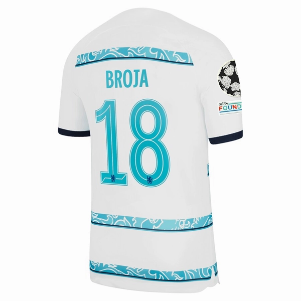 Nike Chelsea Broja Away Jersey w/ Champions League   Club World Cup Patches 22/23 (White/College Navy)