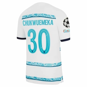 Nike Chelsea Chukwuemeka Away Jersey w/ Champions League   Club World Cup Patches 22/23 (White/College Navy)