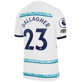 Nike Chelsea Connor Gallagher Away Jersey w/ EPL   Club World Cup Patches 22/23 (White/College Navy)
