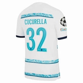 Nike Chelsea Cucurella Away Jersey w/ Champions League   Club World Cup Patches 22/23 (White/College Navy)