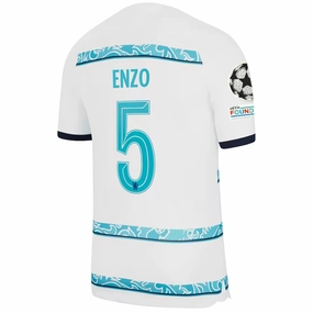 Nike Chelsea Enzo Away Jersey w/ Champions League   Club World Cup Patches 22/23 (White/College Navy)