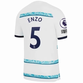 Nike Chelsea Enzo Fernandez Away Jersey w/ EPL   Club World Cup Patches 22/23 (White/College Navy)