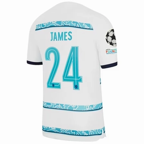 Nike Chelsea James Away Jersey w/ Champions League   Club World Cup Patches 22/23 (White/College Navy)