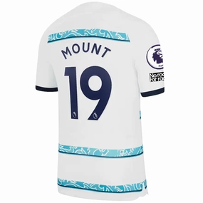 Nike Chelsea Mason Mount Away Jersey w/ EPL   Club World Cup Patches 22/23 (White/College Navy)
