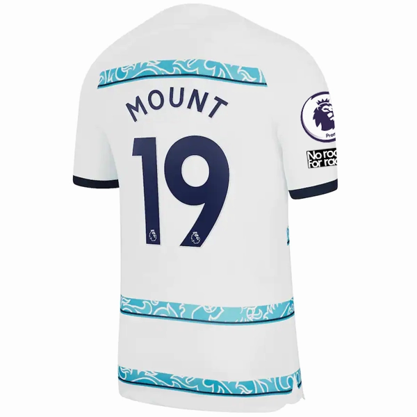 Nike Chelsea Mason Mount Away Jersey w/ EPL   Club World Cup Patches 22/23 (White/College Navy)
