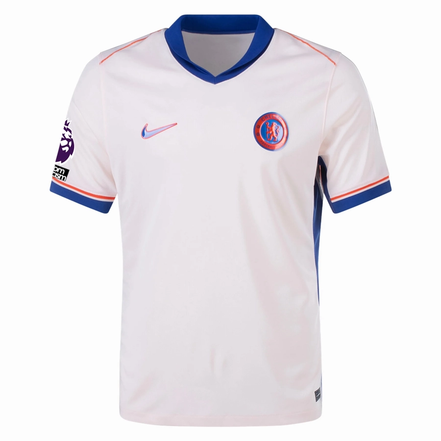 Nike Chelsea Mykhailo Mudryk Away Jersey w/ EPL   No Room For Racism Patches 24/25 (Guava Ice/Rush Blue)