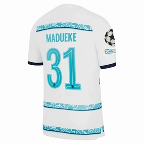 Nike Chelsea Noni Madueke Away Jersey w/ Champions League   Club World Cup Patches 22/23 (White/College Navy)