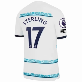 Nike Chelsea Raheem Sterling Away Jersey w/ EPL   Club World Cup Patches 22/23 (White/College Navy)