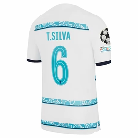 Nike Chelsea Thiago Silva Away Jersey w/ Champions League   Club World Cup Patches 22/23 (White/College Navy)