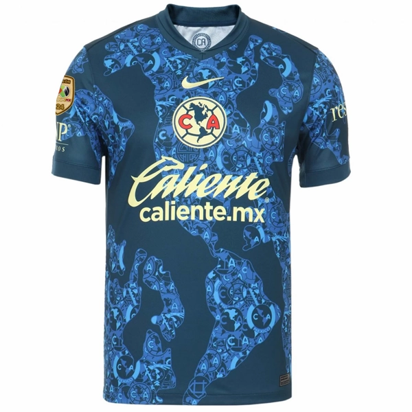 Nike Club America Diego Valdes Away Jersey w/ Liga MX C24 Patch 24/25 (Valerian Blue/Lemon Chiffon)