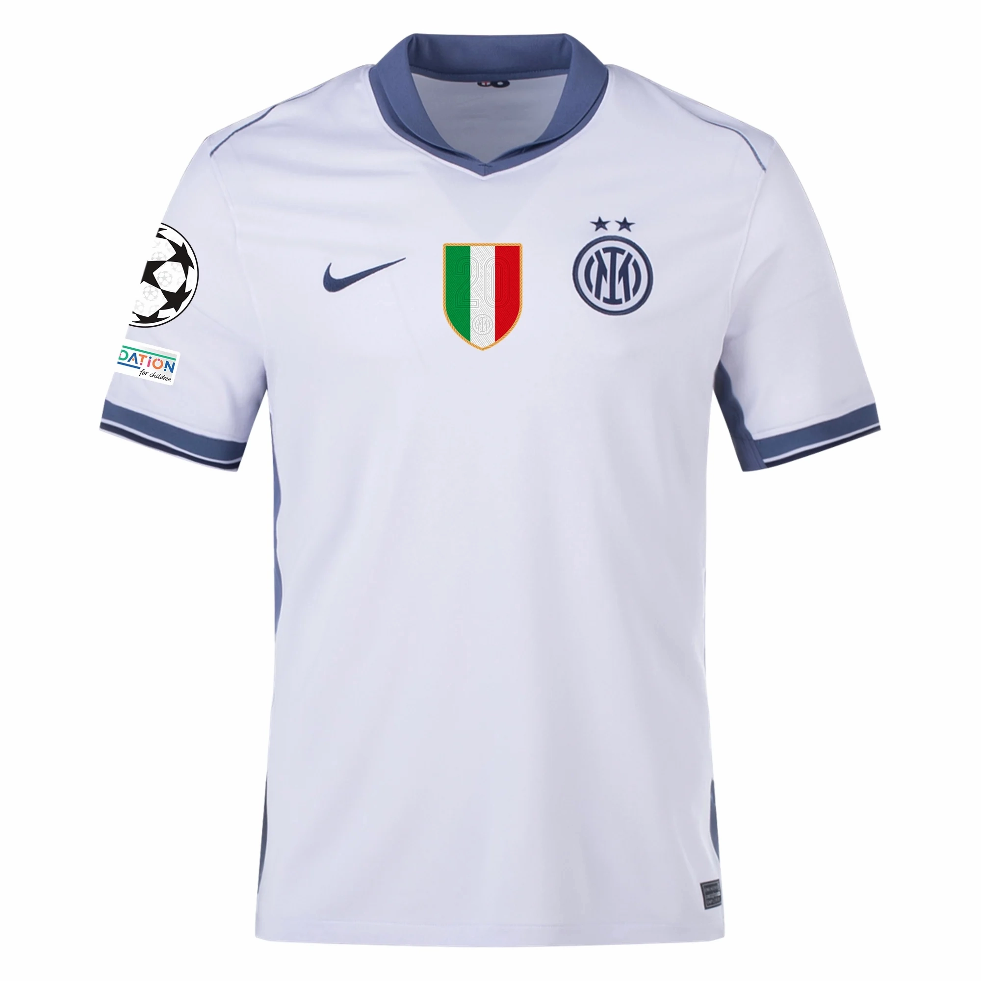 Nike Inter Milan Carlos Augusto Away Jersey w/ Champions League   Scudetto Patch 24/25 (Summit White/Iris Whisper)