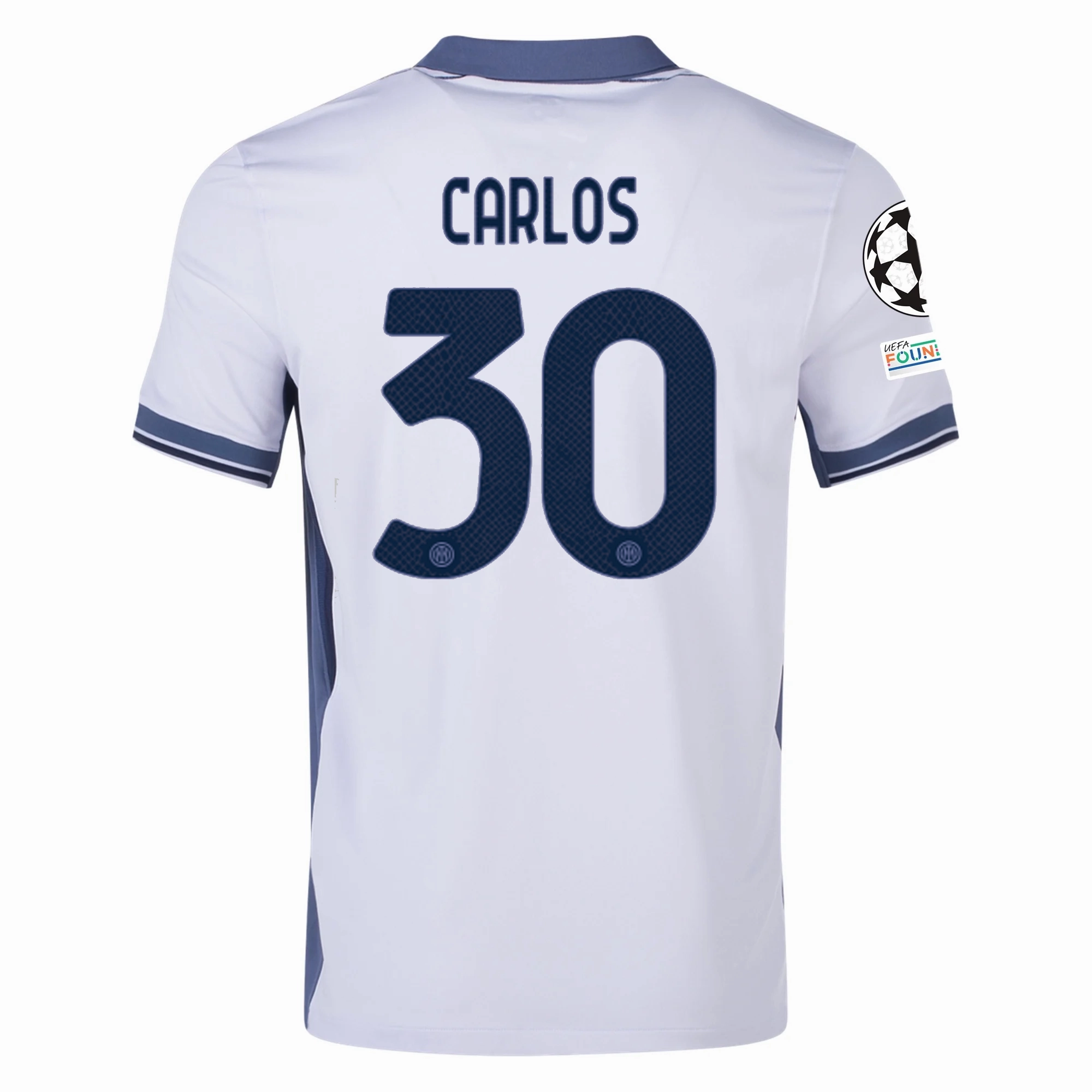 Nike Inter Milan Carlos Augusto Away Jersey w/ Champions League   Scudetto Patch 24/25 (Summit White/Iris Whisper)