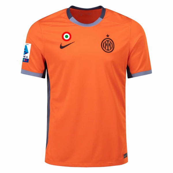 Nike Inter Milan Francesco Acerbi Third Jersey w/ Serie A   Copa Italia Patches 23/24 (Safety Orange/Thunder Blue)