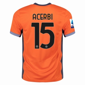 Nike Inter Milan Francesco Acerbi Third Jersey w/ Serie A   Copa Italia Patches 23/24 (Safety Orange/Thunder Blue)