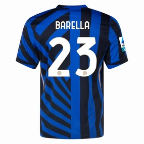 Nike Inter Milan Nicolò Barella Home Jersey w/ Serie A    Scudetto Patch 24/25 (Lyon Blue/Black)
