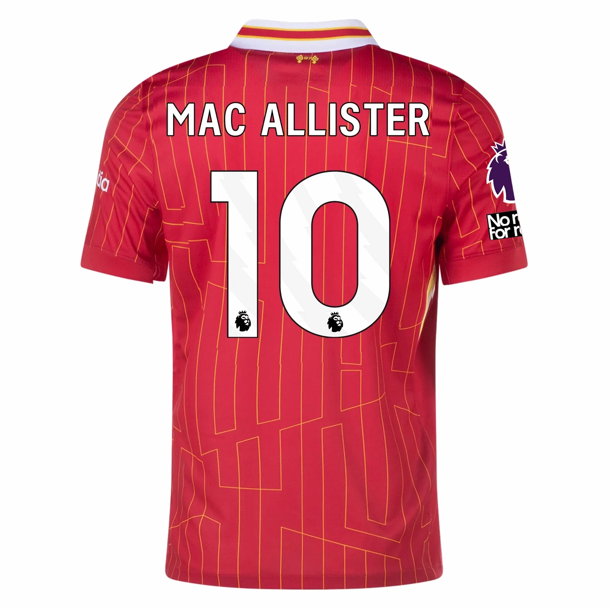 Nike Liverpool Alexis Mac Allister Home Jersey w/ EPL   No Room For Racism Patches 24/25 (Gym Red/Chrome Yellow)