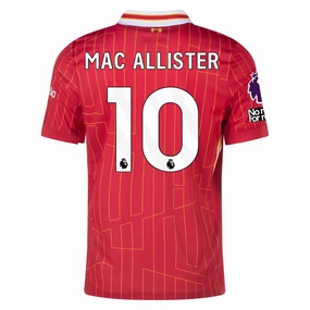 Nike Liverpool Alexis Mac Allister Home Jersey w/ EPL   No Room For Racism Patches 24/25 (Gym Red/Chrome Yellow)