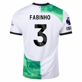 Nike Liverpool Away Fabinho Jersey w/ EPL   No Room For Racism Patches 23/24 (White/Green Spark)