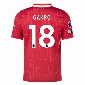 Nike Liverpool Cody Gakpo Home Jersey w/ EPL   No Room For Racism Patches 24/25 (Gym Red/Chrome Yellow)