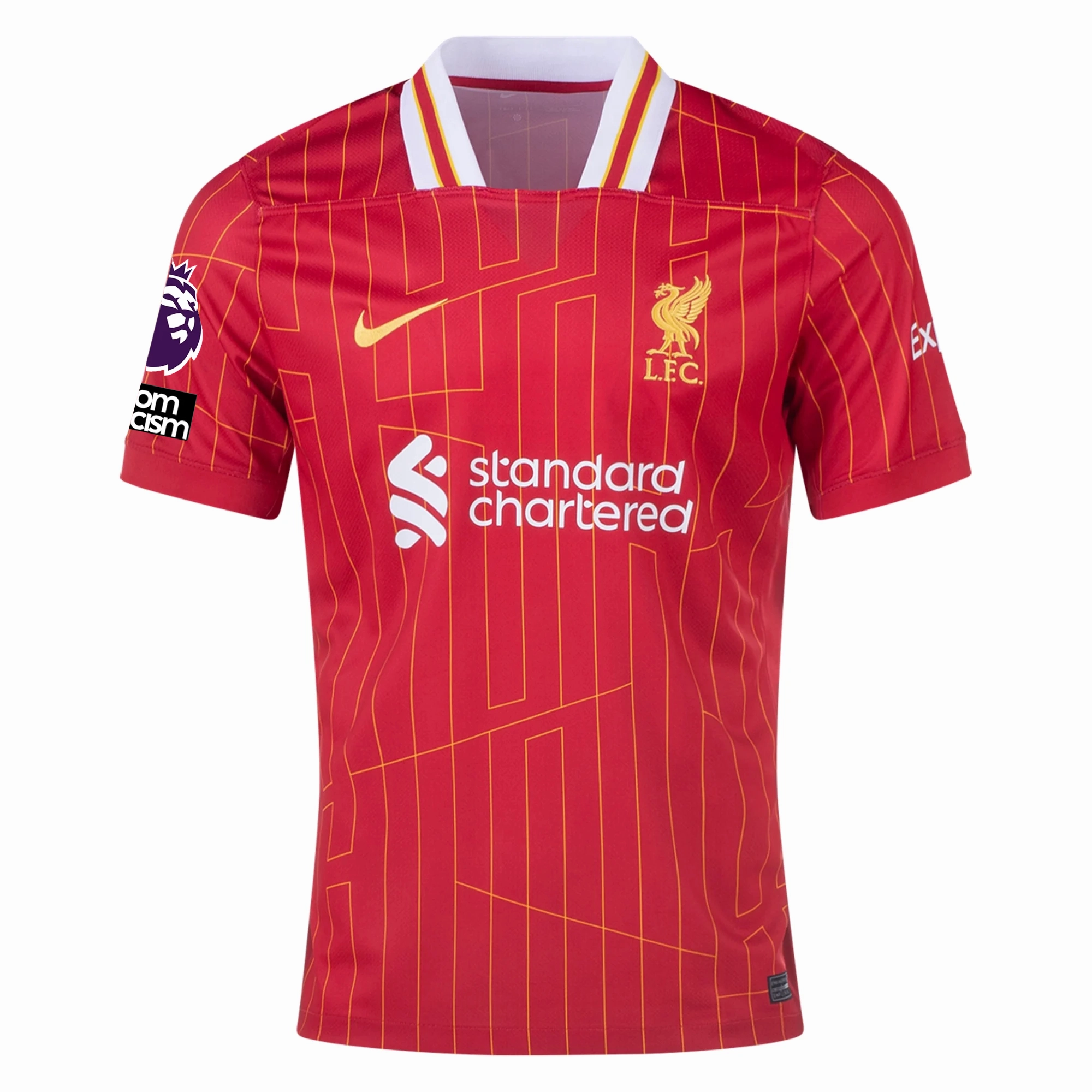 Nike Liverpool Cody Gakpo Home Jersey w/ EPL   No Room For Racism Patches 24/25 (Gym Red/Chrome Yellow)