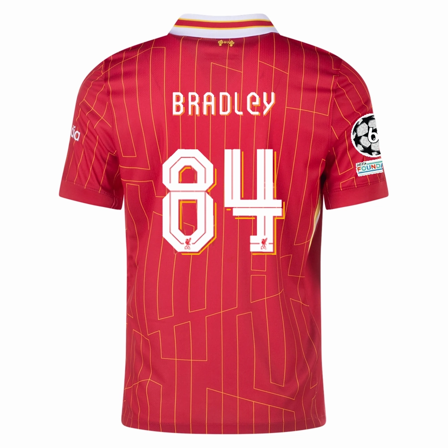Nike Liverpool Conor Bradley Home Jersey w/ Champions League Patches 24/25 (Gym Red/Chrome Yellow)