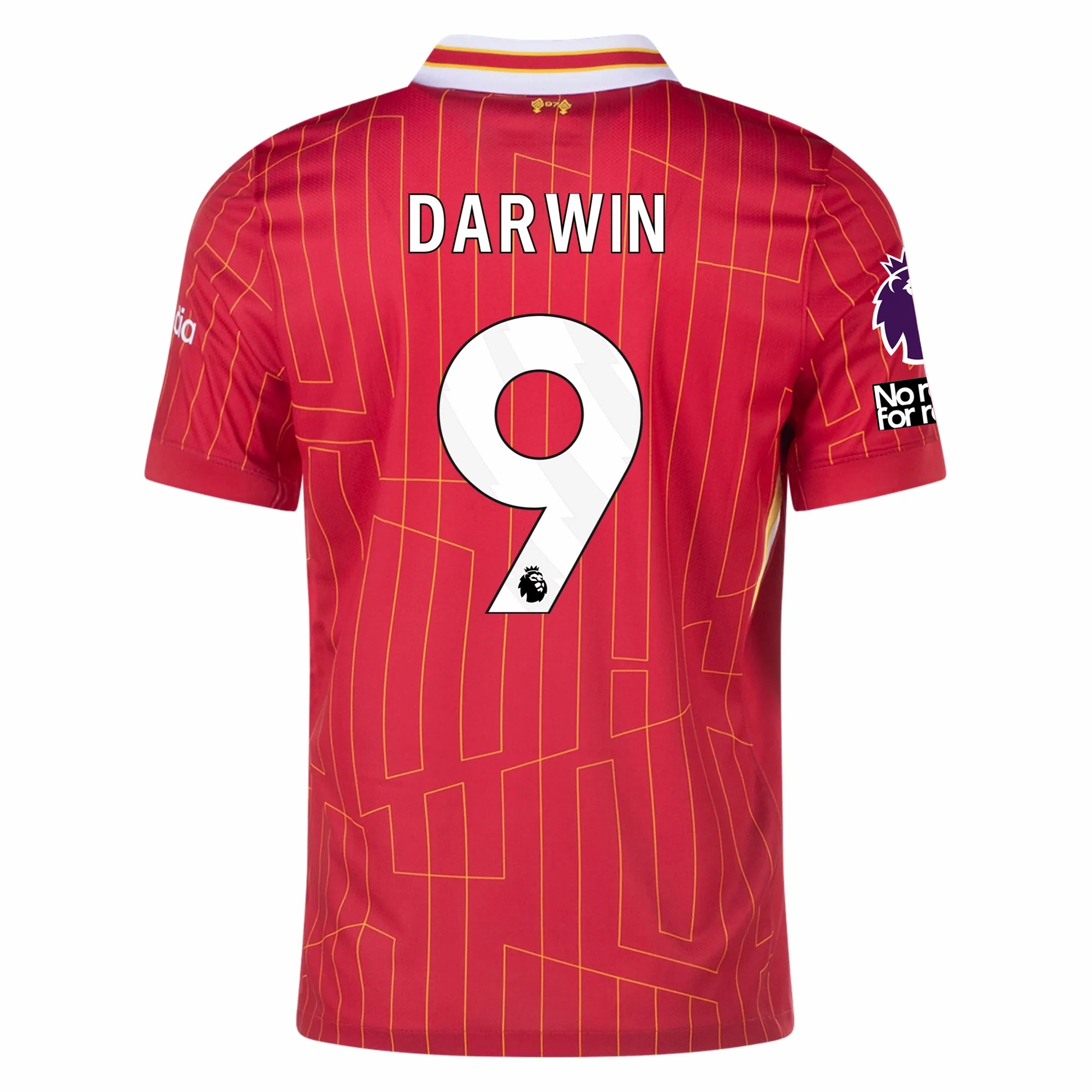 Nike Liverpool Darwin Núñez Home Jersey w/ EPL   No Room For Racism Patches 24/25 (Gym Red/Chrome Yellow)