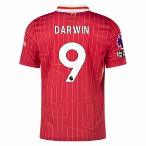 Nike Liverpool Darwin Núñez Home Jersey w/ EPL   No Room For Racism Patches 24/25 (Gym Red/Chrome Yellow)