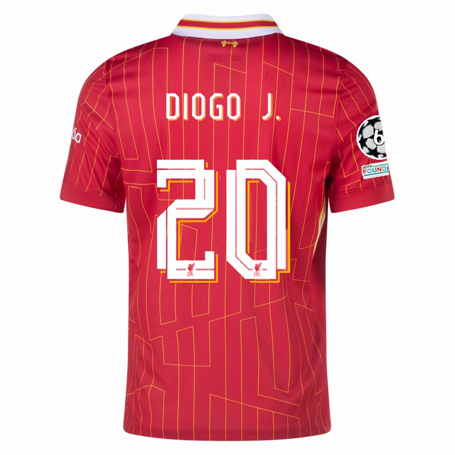 Nike Liverpool Diogo Jota Home Jersey w/ Champions League Patches 24/25 (Gym Red/Chrome Yellow)