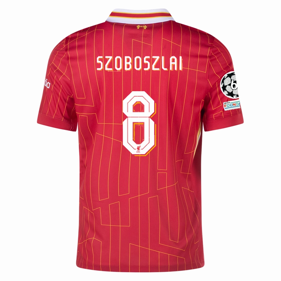 Nike Liverpool Dominik Szoboszlai Home Jersey w/ Champions League Patches 24/25 (Gym Red/Chrome Yellow)