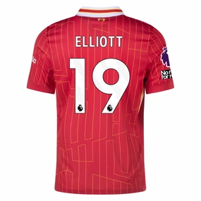Nike Liverpool Harvey Elliott Home Jersey w/ EPL   No Room For Racism Patches 24/25 (Gym Red/Chrome Yellow)