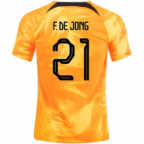 Nike Netherlands Frenkie De Jong Home Jersey 22/23 (Laser Orange/Black)