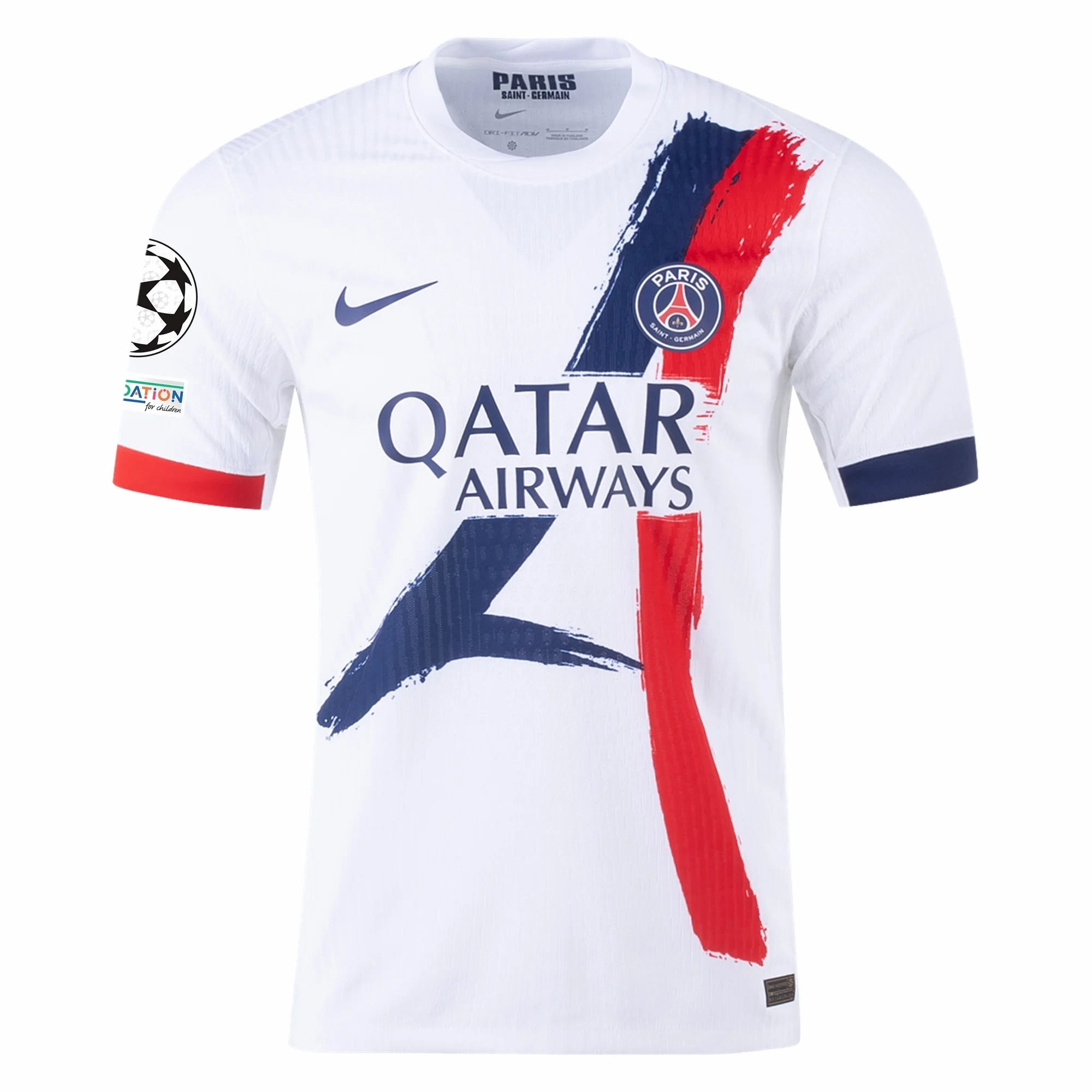 Nike Paris Saint-Germain Authentic Randal Kolo Muani Away Jersey w/ Champions League Patches 24/25 (White/Midnight Navy)