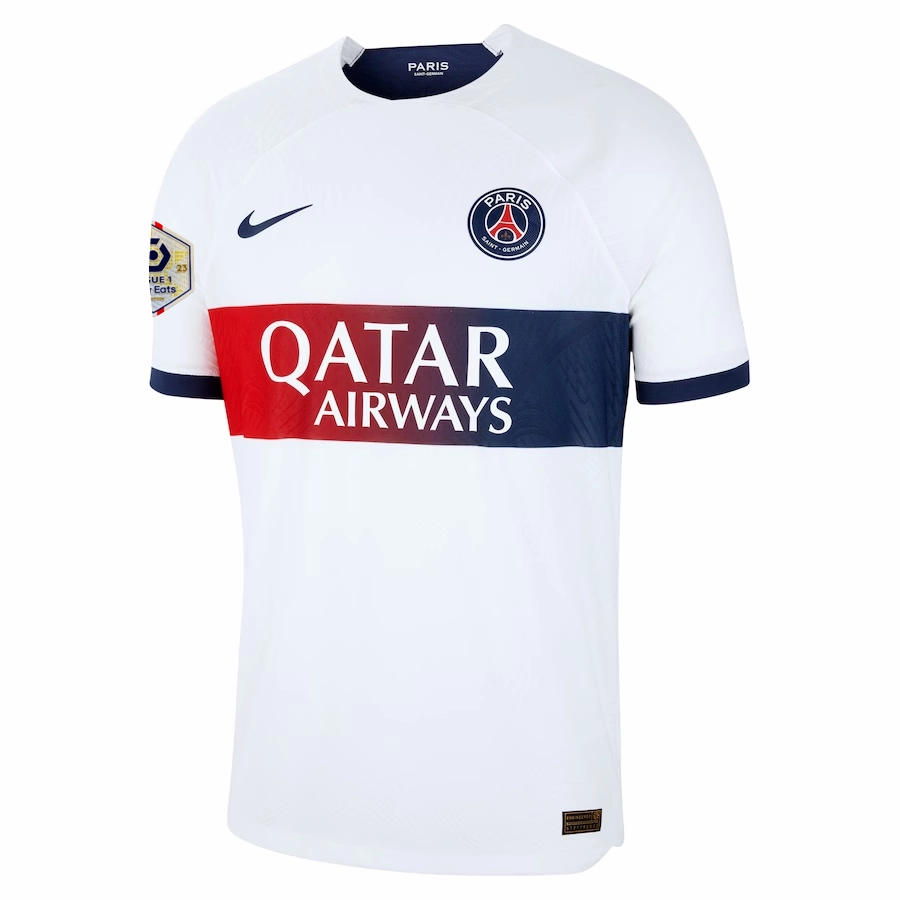 Nike Paris Saint-Germain Authentic Skriniar Match Vaporknit Away Jersey w/ Ligue 1 Patch 23/24 (White/Midnight Navy)