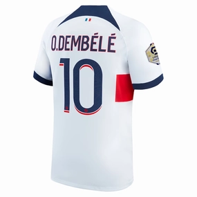 Nike Paris Saint-Germain Ousmane Dembele Away Jersey w/ Ligue 1 Patch 23/24 (White/Midnight Navy)