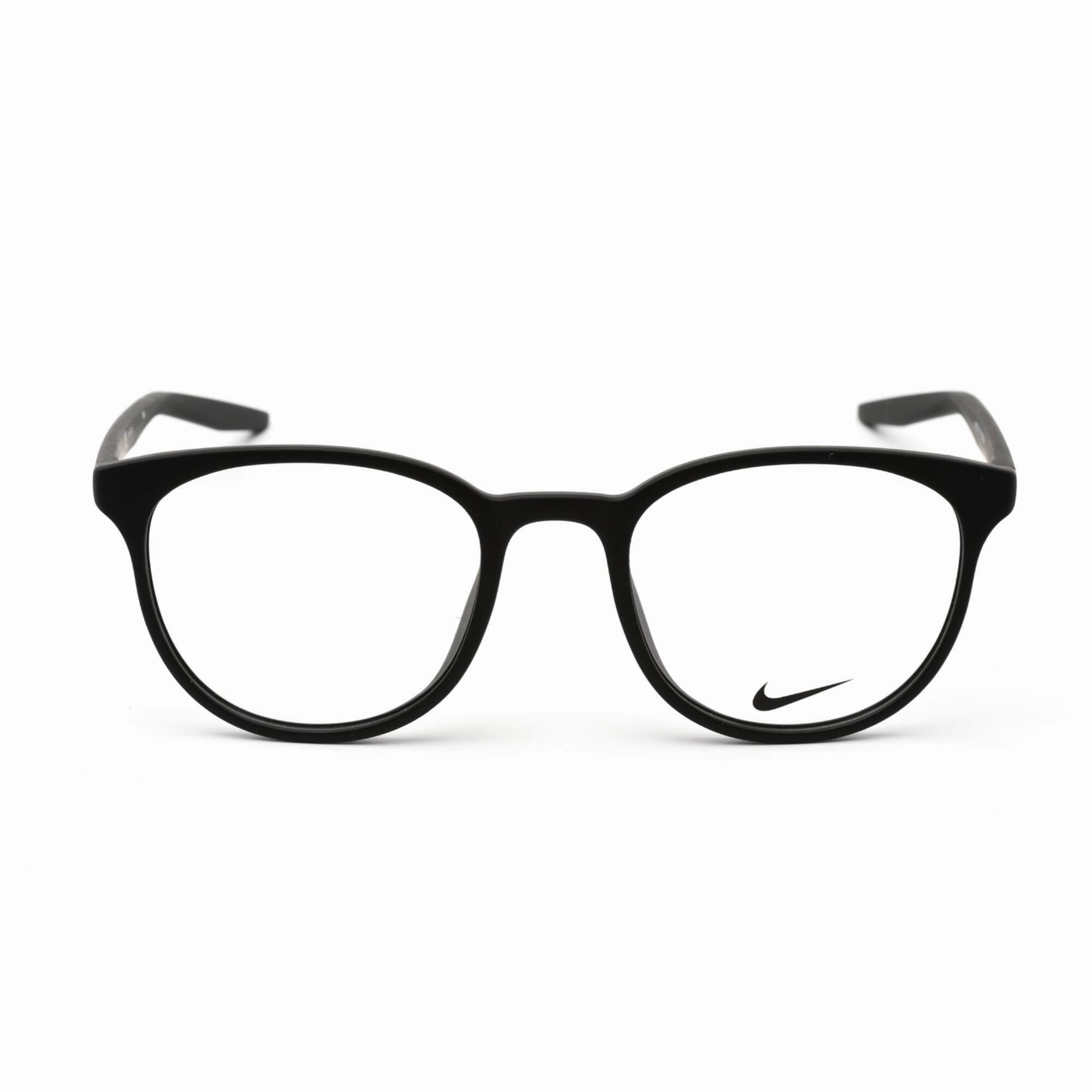 Nike Unisex Eyeglasses - Clear Lens Matte Black Plastic Round Shape Frame | 7128 003