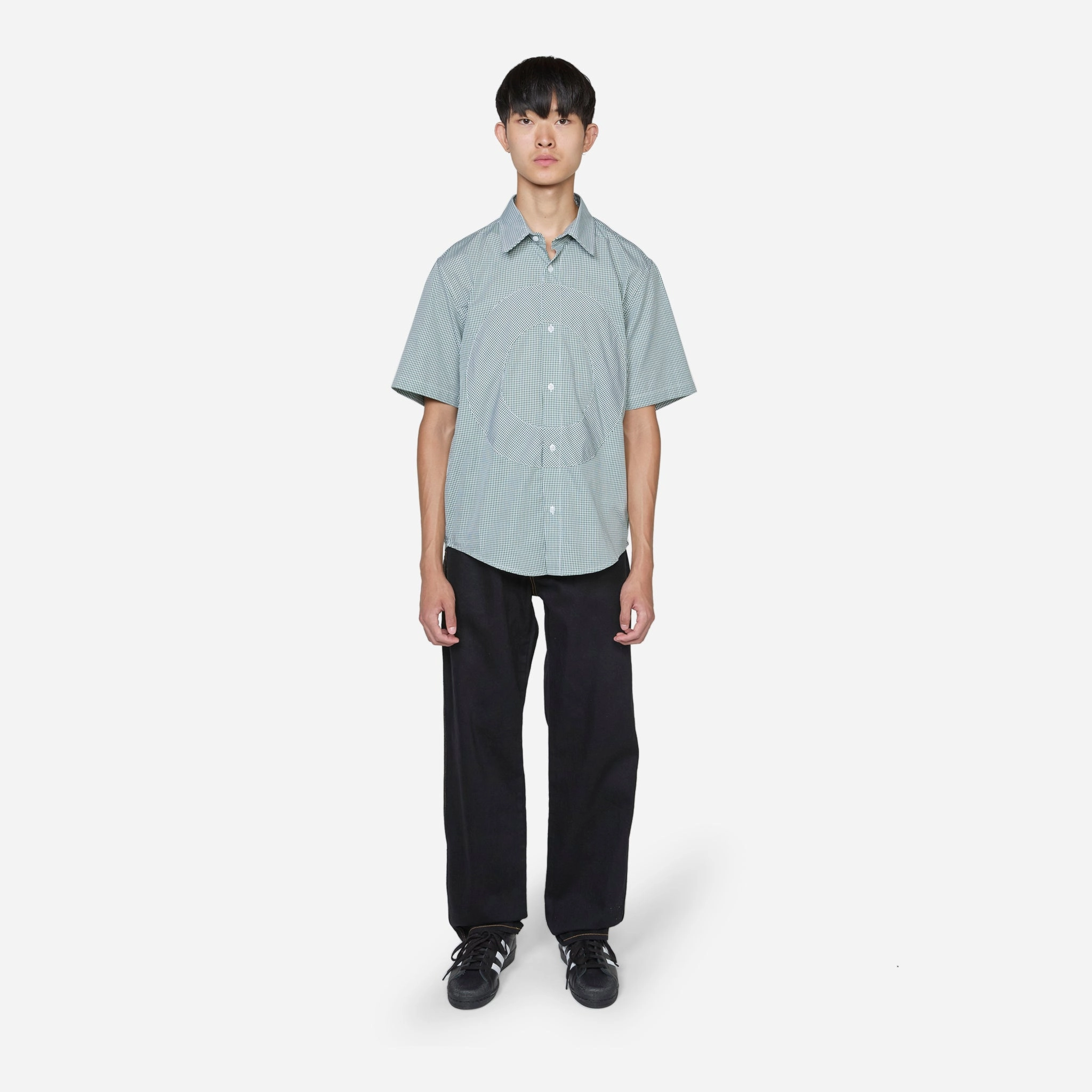 O Shortsleeve Gingham Shirt Green | White