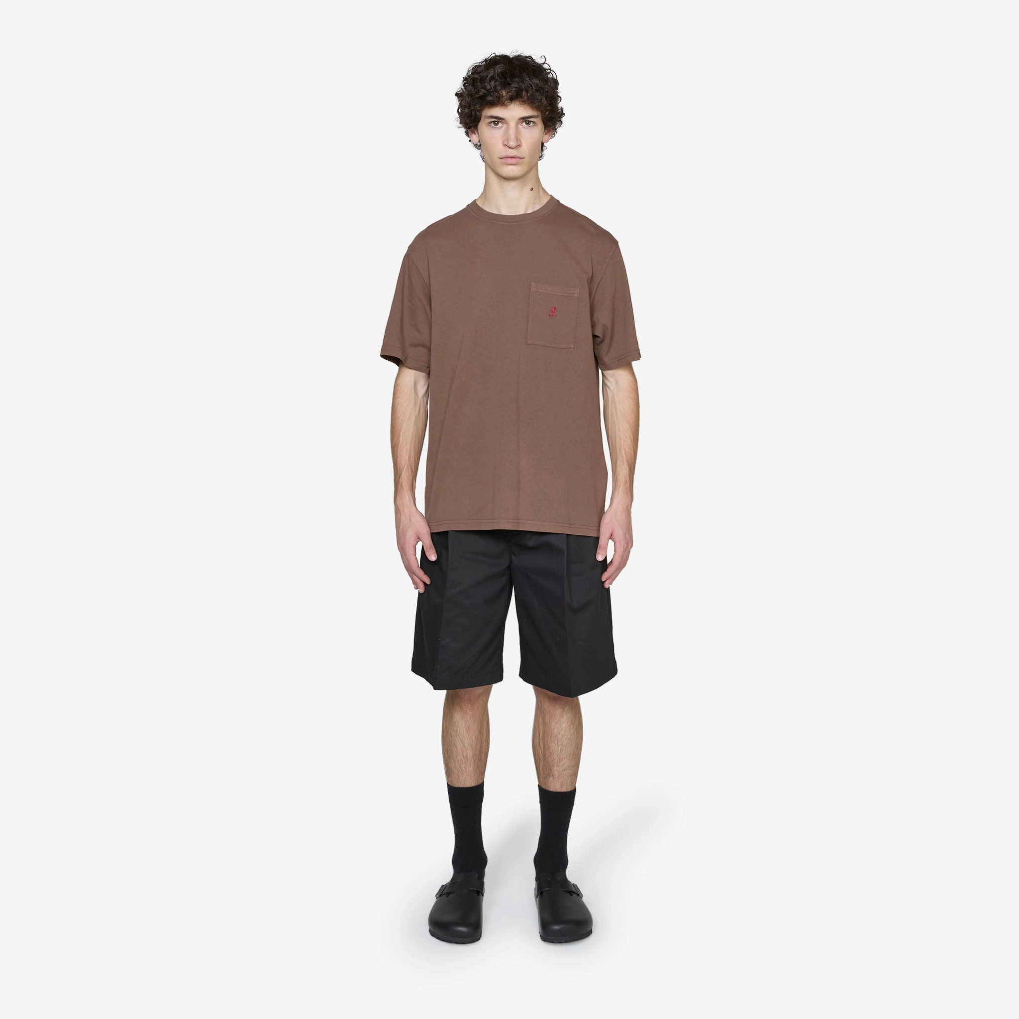 One Point T-Shirt Pigment Dyed Brown Pigment