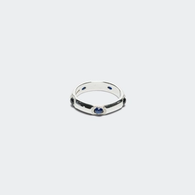 Oval Cabachon Band (Blue) - 925 Silver