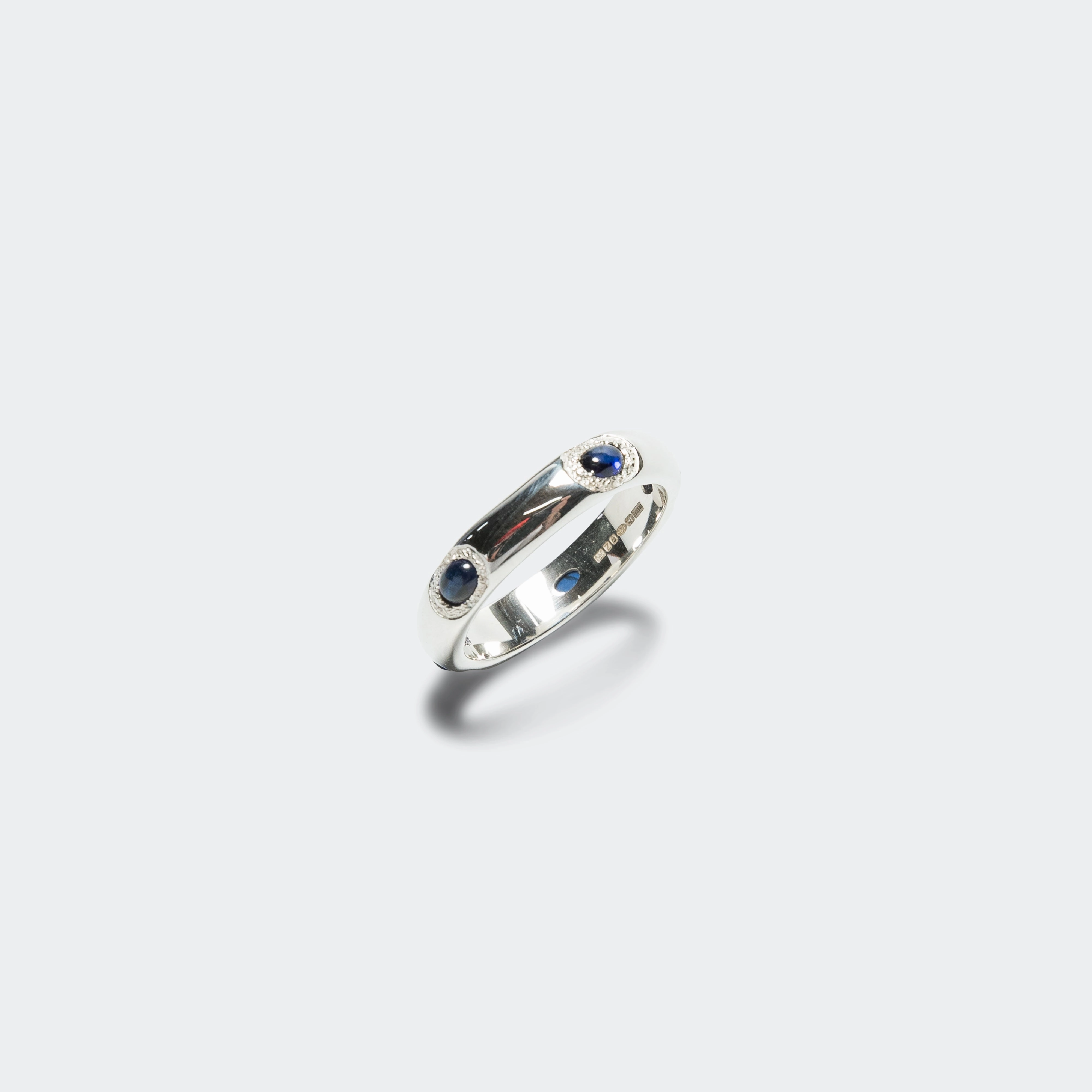 Oval Cabachon Band (Blue) - 925 Silver
