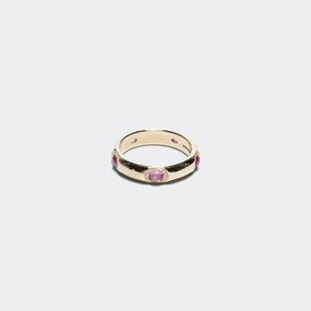 Oval Cabachon Band (Pink) - 9K Gold