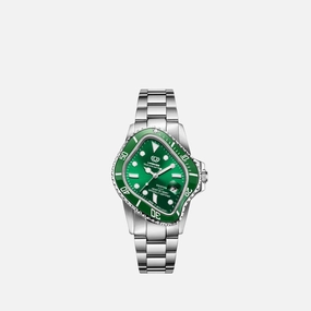 PEA001 Silver Precision Steel | Green Bezel | Green Dial 40mm