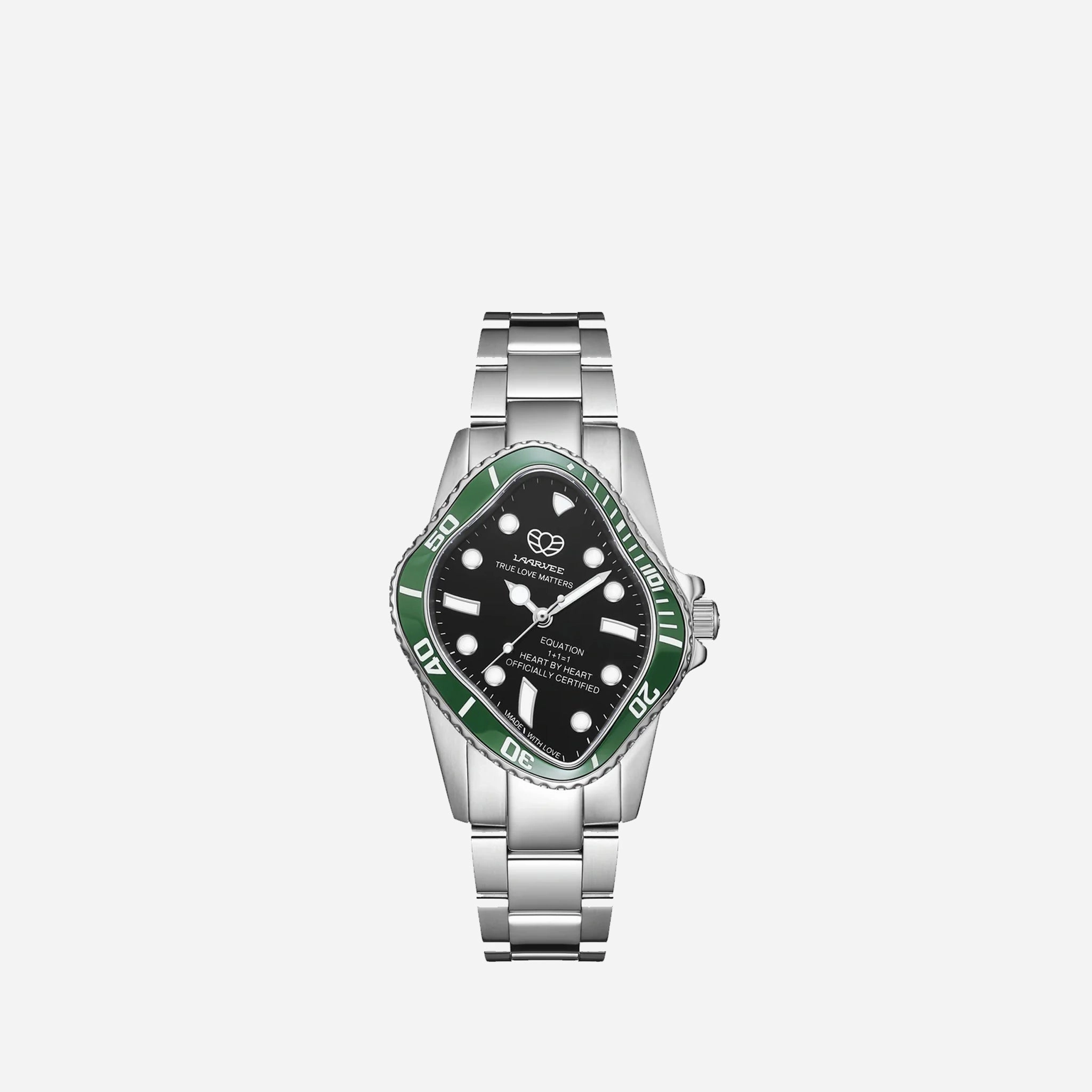 PEA101 Silver Precision Steel | Green Bezel | Black Dial 32mm