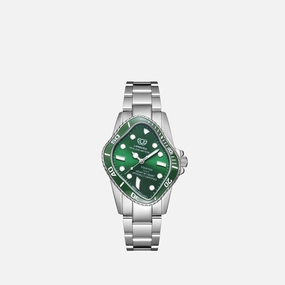 PEA101 Silver Precision Steel | Green Bezel | Green Dial 32mm