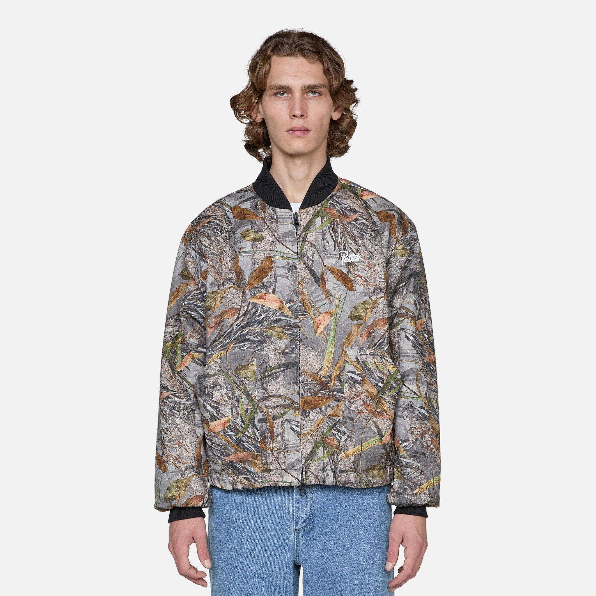 Reversible Canvas Bomber Jacket Nature Print