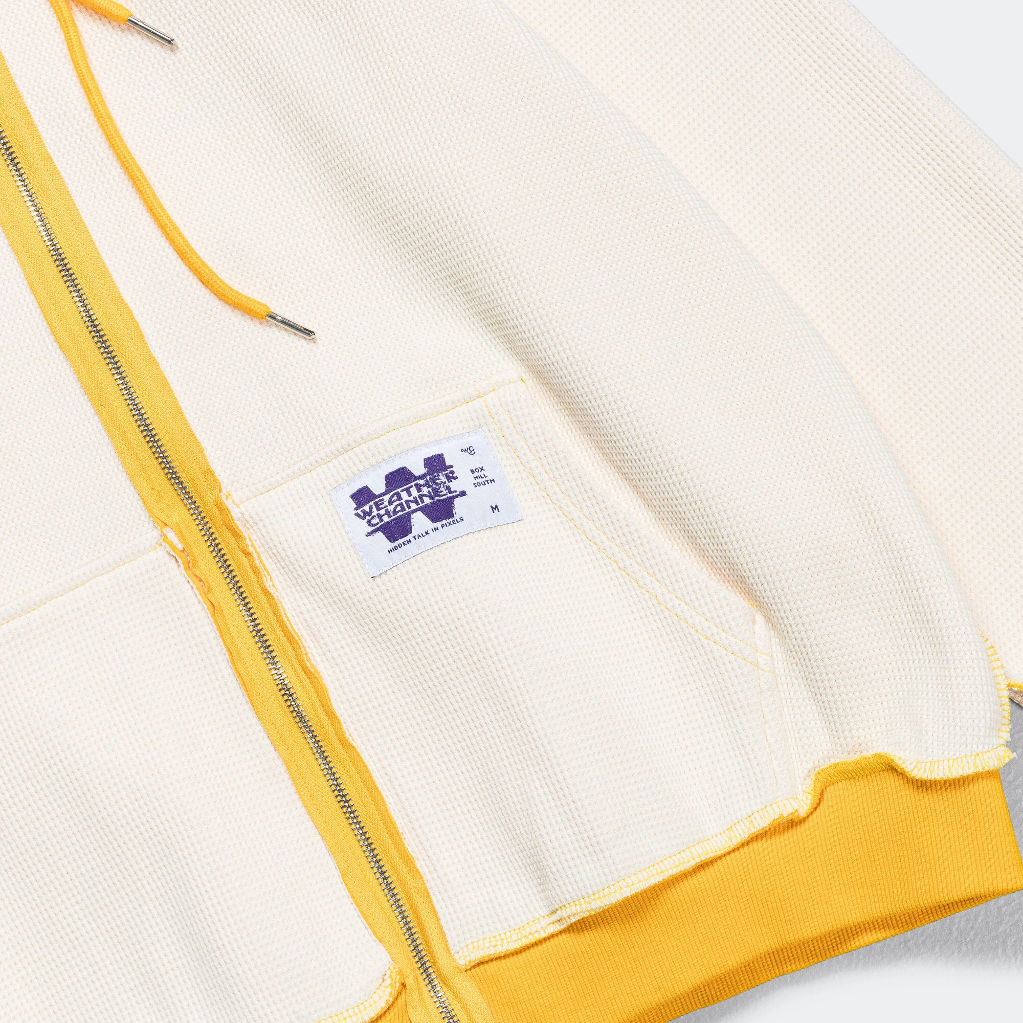 Reversible Zip-Up Hood - Yellow/Cream Waffle